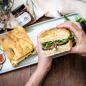 Sandwich de foccacia confit figues