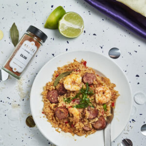 Jambalaya cuisiné avec les épices Cajun MARiUS, l'épicerie inspirée