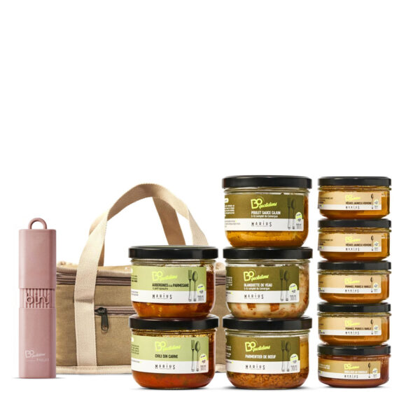 Pack hebdo, sac isotherme et couverts BINI rose - BoQuotidiens | MARiUS, l'épicerie inspirée