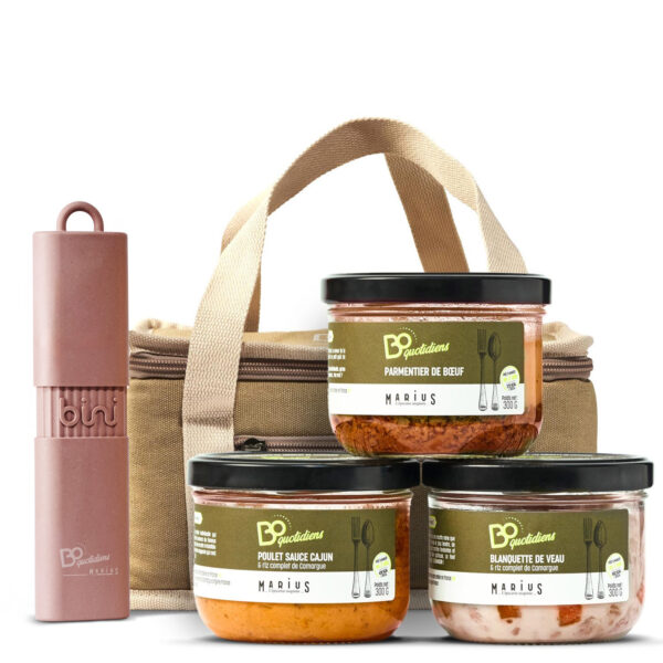 Pack trio tradis, sac isotherme et couverts BINI rose - BoQuotidiens | MARiUS, l'épicerie inspirée
