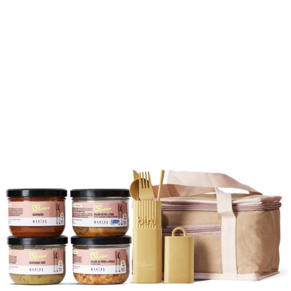 Pack estival, sac isotherme et couverts BINI tournesol - BoQuotidiens | MARiUS, l'épicerie inspirée